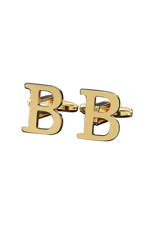 1 Pair Initial Cufflink for Men, Classic Gold Letter Alphabet Cufflinks for Wedding Business Party