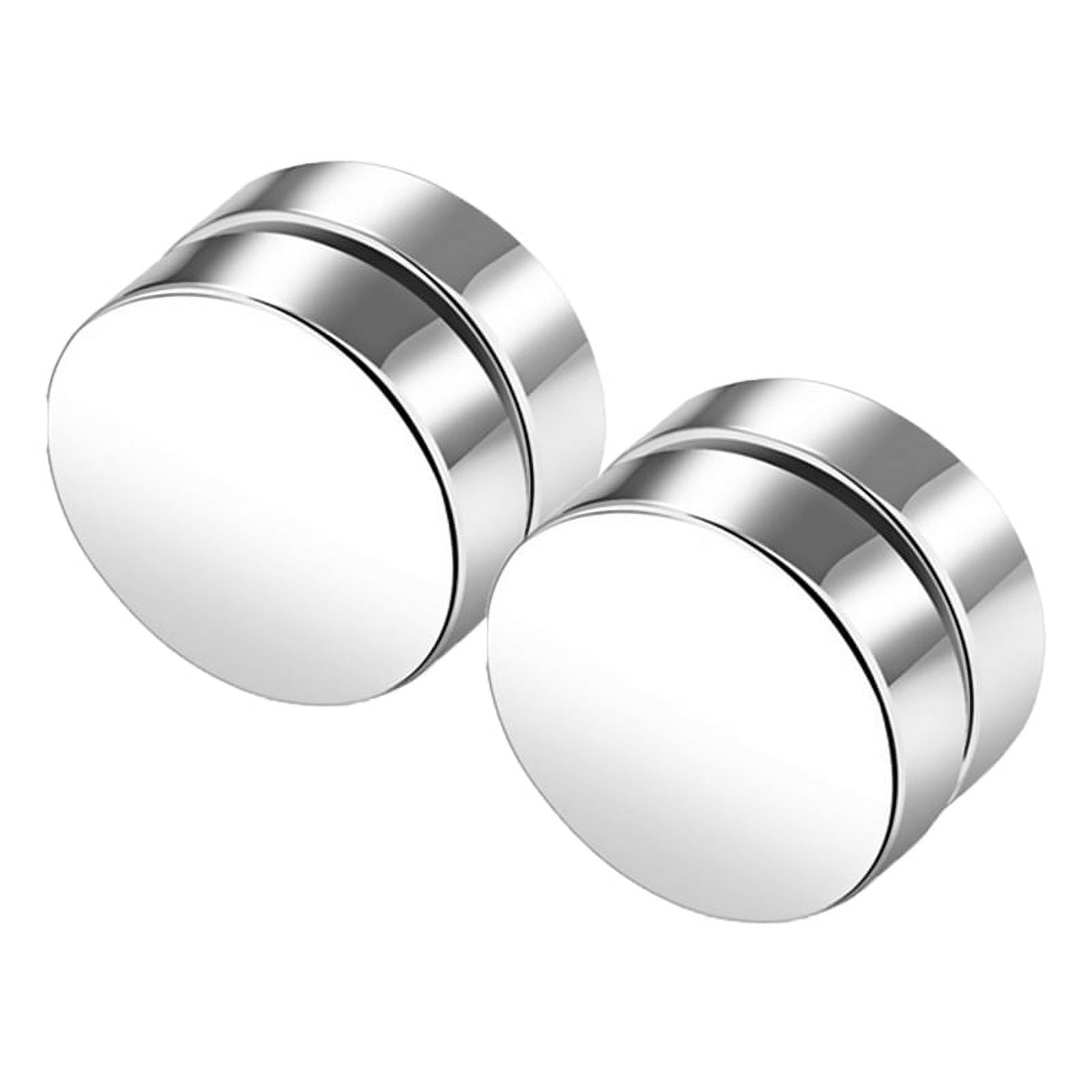 Baywell 1 Pair Magnetic Black Circle Stud Earrings for Men Women Non Piercing Clip On Cheater Fake Ear Gauges Walmart