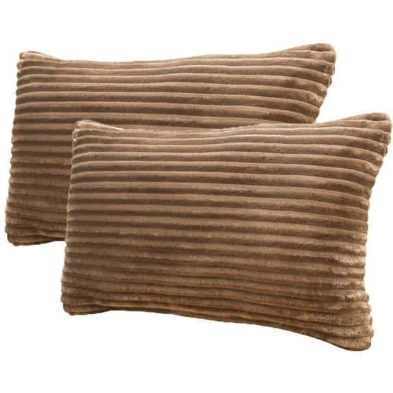 Baywell 2 Pack Soft Striped Velvet Throw Pillows, 30x50cm/12x20in Rectangular Decorative Square Pillow Covers for Modern Farmhouse Home Decor