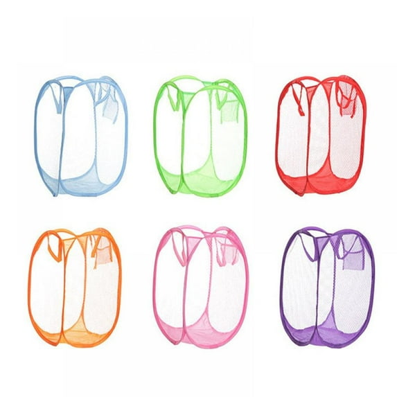 Baywell 2 Pieces Mesh Pop up Laundry Hamper, Collapsible for Storage, Portable Folding Pop-Up Clothes Hamper Laundry Basket for Kids Room, College Dorm or Travel