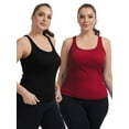 thumbnail image 1 of Baywell 2PCs Women Plus Size Tank Tops, Workout Vest with Padded Bra Casual Comfortable Ribbed Knit Sleeveless Tops, 1 of 8
