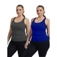 thumbnail image 1 of Baywell 2PCs Women Plus Size Tank Tops, Workout Vest with Padded Bra Casual Comfortable Ribbed Knit Sleeveless Tops, 1 of 8
