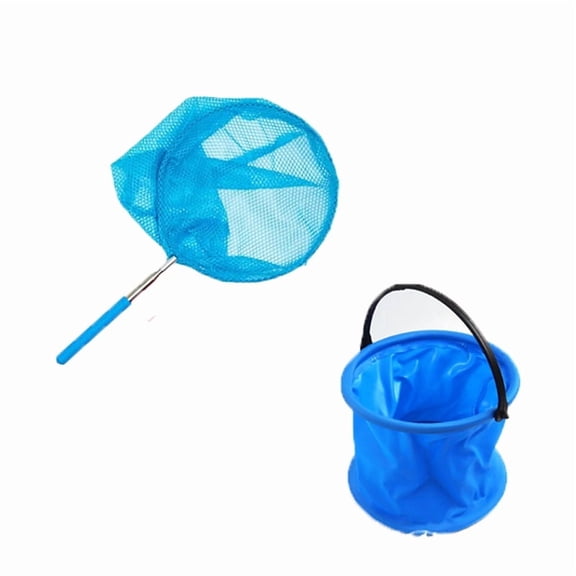 Baywell 2pcs Butterfly Bug Minnow Fishing Nets with Plastic Bucket for Kids Telescopic 8in Diameter Non-Slip Handle Ladybird Insect Catcher Kit Outdoor Toys for Boys Girls