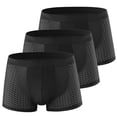 thumbnail image 1 of Baywell 3 Pack Men's Underwear Boxer Briefs Summer Lightweight Mesh Sexy Sheer Breathable Men Panties Ice Silk Comfort Soft Boxer Shorts Plus Size Trunks Underwear for Men, XS-5XL, 1 of 6