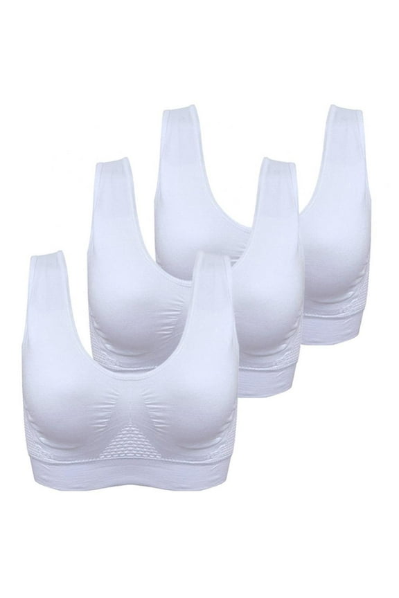 3 Pack Women's Plus Size Seamless Sports Bras, Vest-Style Breathable Beauty Back Wireless Yoga Bras, Full Coverage Pullover Push Up Everyday Bras, Stretch Cozy Sleep Bras, M-6XL