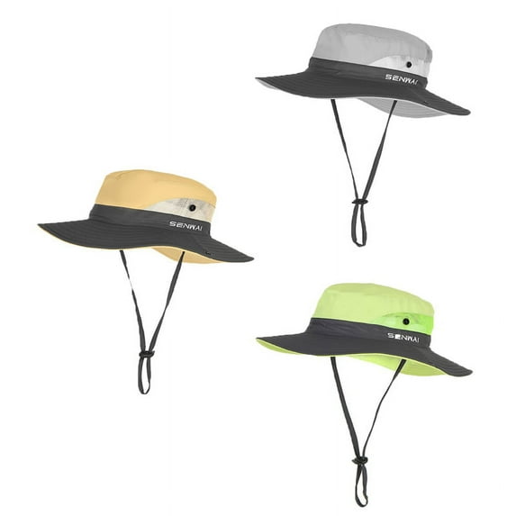 Baywell 3 Packs Men Women Sun-Bucket-Hat Summer Outdoor Safari Fishing-Hat Boonie-Cap for Adults, Khaki+Green+Gray