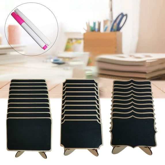 Baywell 30 Pack Mini Chalkboards Signs with 2 Pack Chalk Marker, Blackboard Signs with Wooden Frame, Message Board Signs, Reusable Place Cards for Table Numbers, Food Signs and Christmas Decoration