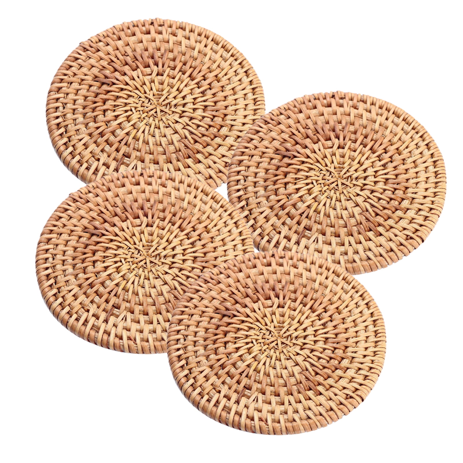 Natural Loofah Drink Coasters Set Of 4 - Absorbent Tea Pot Mats For Coffee Tables & Dining