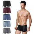thumbnail image 1 of Baywell 5 Pack Men's Underwear Boxer Briefs Summer Lightweight Mesh Sexy Sheer Breathable Men Panties Ice Silk Comfort Soft Boxer Shorts Plus Size Trunks Underwear for Men, XS-5XL, 1 of 4