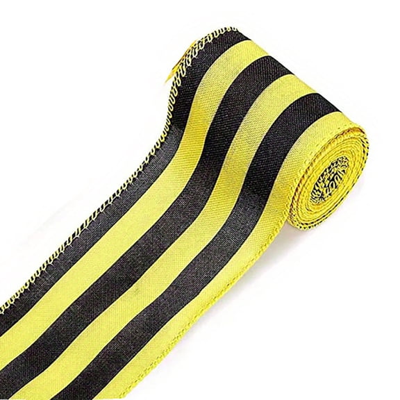 Baywell 5 Yard Festival Burlap Ribbon, 2 Inch Wide, USA Flag Stars Print Independence Day Ribbon/Spring Bee Ribbon, Wired Edge Ribbon for Big Bow, Wreath,Tree Decoration,Outdoor Decoration