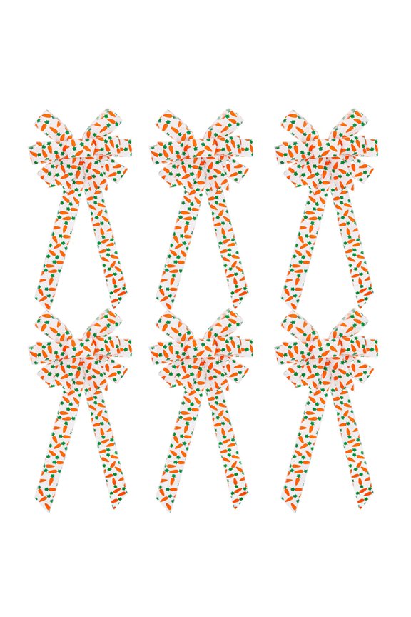 6 Pack Easter Large Wreath Bow with Easter Radish Easter Door Wall Decoration Wall Ornaments for Home Decor Easter Party