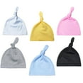 thumbnail image 1 of Baywell 6 Pack Newborn Baby Hospital Hat for Boy Girl Knot Beanie Hats Soft for Infant Baby Caps 0-6 Months, 1 of 4