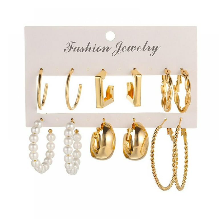 2 Pairs Flat Back Earrings for Women Multipack | 18K Gold Earrings | Helix Earrings | Cartilage Earring | Nickel Free Hypoallergenic Earrings 