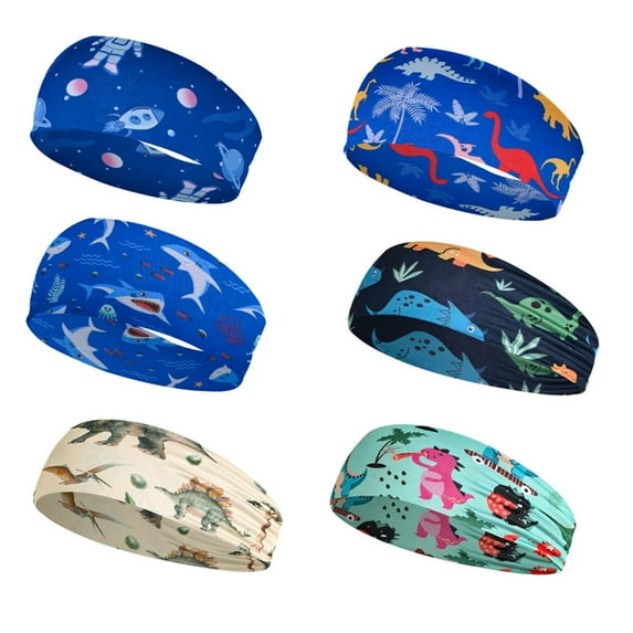 Baywell 6Pcs Children's Sports Headband Football Headbands Breathable Sweat Wicking Headband for Soccer Basketball Baseball Running Athletic Sweatband