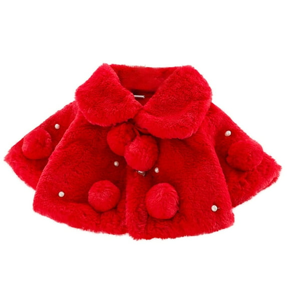 Baywell Baby Flower Girl Faux Fur Cloak Coat 0-3 Years Princess Shawl Cadigan Bolero Shrug Jacket Cute Winter Warm Coat 2-3 tred