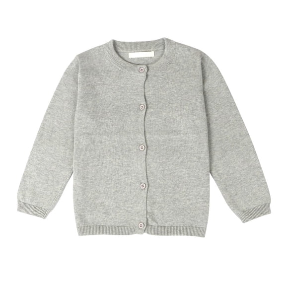Baywell Baby Girl Boy Knit Cardigan Sweater Toddler Button Up Cardigan Long Sleeve Solid Top Fall Winter Clothes Gray 3T