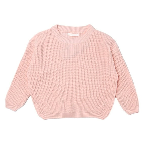 Baywell Baby Girls Sweater Infant Toddler Knitted Pullover Top Warm Solid Long Sleeve Clothes Pink 18M-7Y