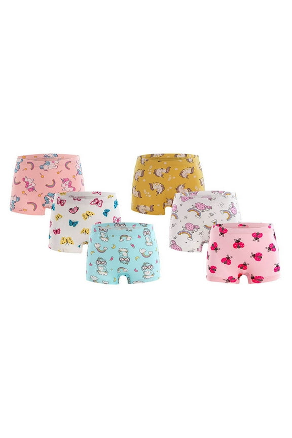 Cartoon Boxers for Girls, Boxers, 6-Strip Pack