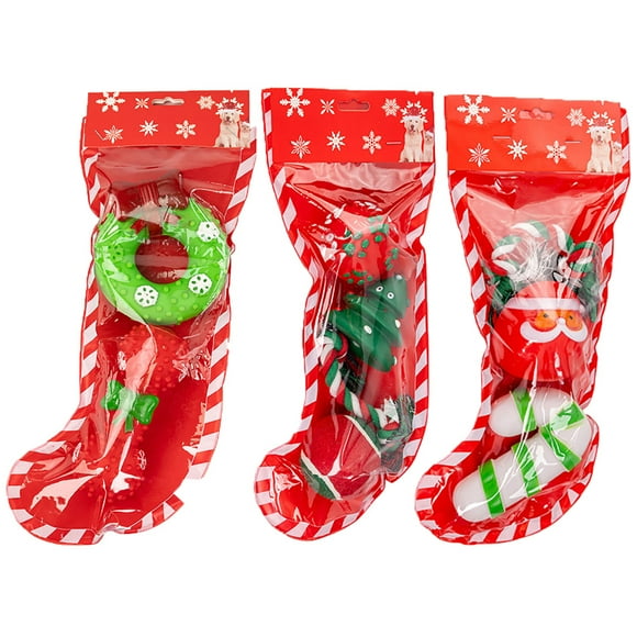 Baywell Christmas Dog Toys Stocking, Puppy's First Christmas Dog Stocking Gifts Set Assorted Toys Outdoor & Indoor Puppy Interactive Play Game