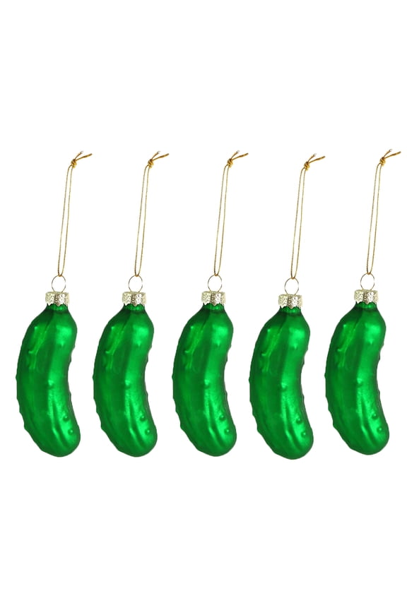 Christmas Pickle Ornament, Traditional Glass Blown Green Hanging Pickle Xmas Holiday Decor Ornaments, 1/5/10 Pcs, 3.5"