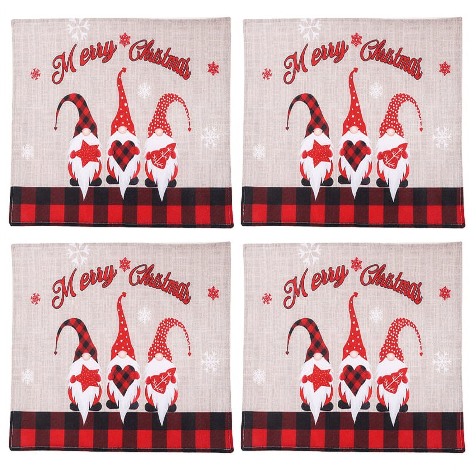 Baywell Christmas Placemats Gnome Placemats Set of 2, Winter Snowflake Red Plaid Table Placemats