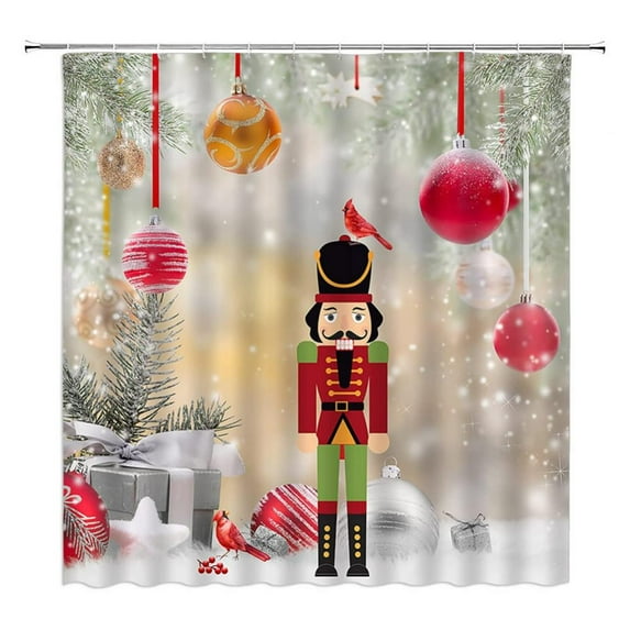 Baywell Christmas Soldier Boy Clipart Crown Drum Bathroom Decor Shower Curtain Sets with Hooks Polyester Fabric Great Gift