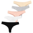 thumbnail image 1 of Baywell Cotton Thongs for Women Breathable Low Rise Bikini Lady Panties Womens Underwear Sexy 5 Packs 2XL, 1 of 8