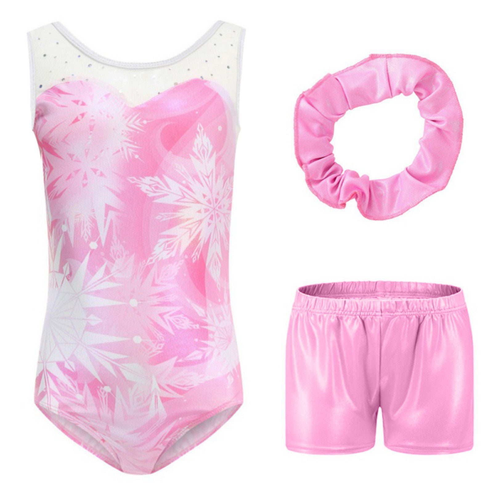 Baywell Gymnastics Leotards for Girls Sparkly Dance With Shorts Toddler