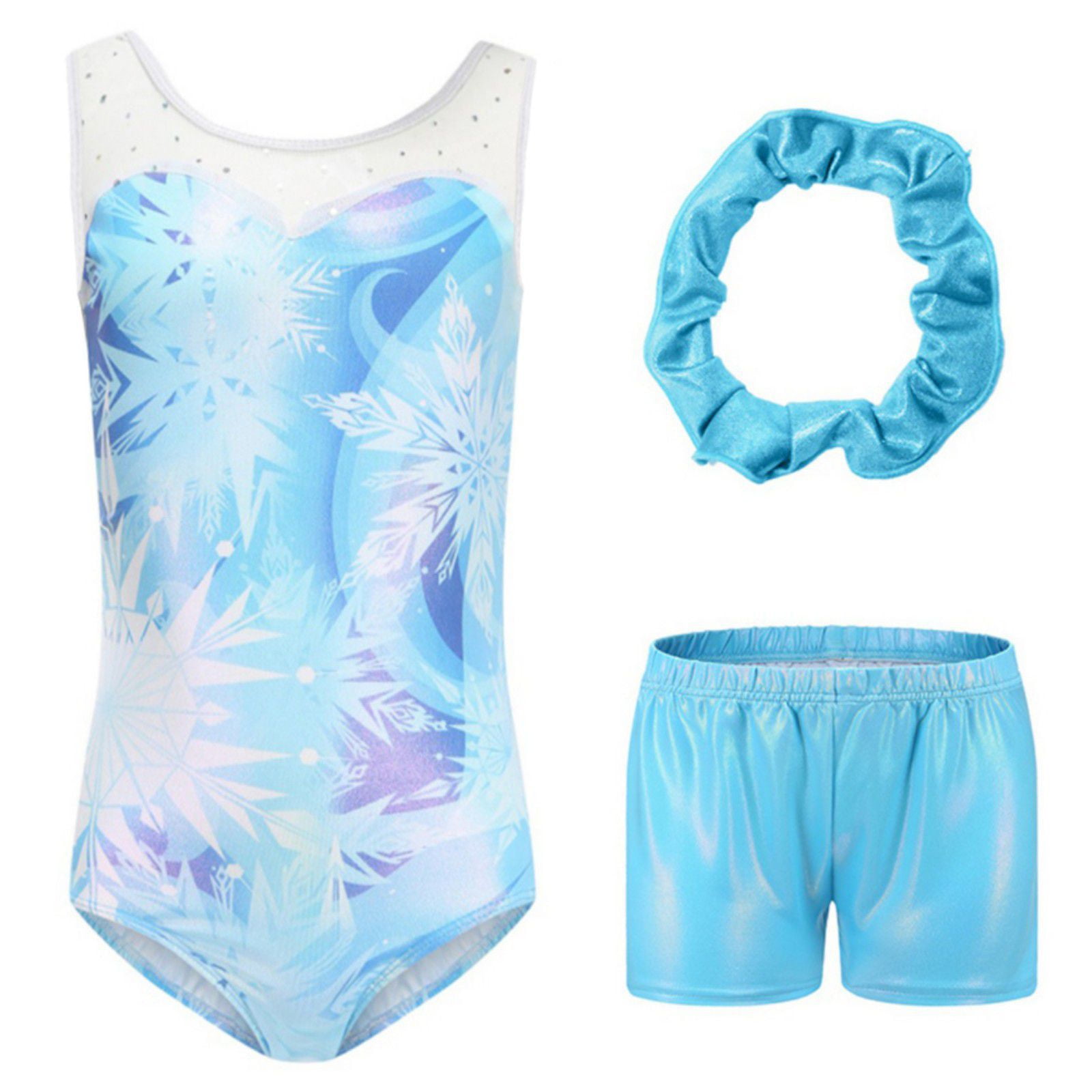 Baywell Gymnastics Leotards for Girls Sparkly Dance With Shorts Toddler