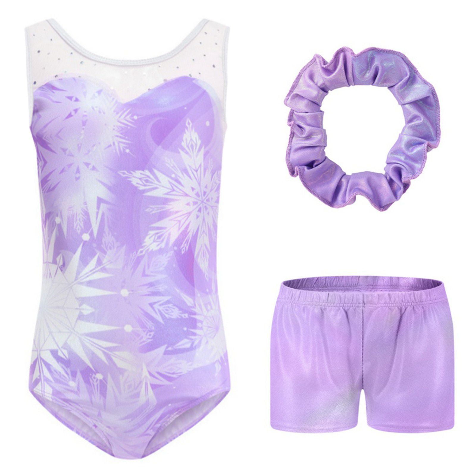 Baywell Gymnastics Leotards for Girls Sparkly Dance With Shorts Toddler