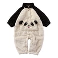thumbnail image 1 of Baywell Infant Newborn Baby Fleece Onesie Pajama Cute Plush One-Piece Pajama Jumpsuits for Baby Boys and Girls Pjs 0-3 mWhite Black, 1 of 7
