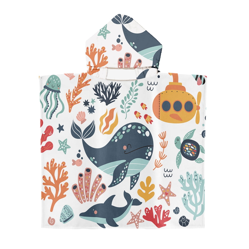Baywell Kids Hooded Towel Whale Shark Giraffe Beach Towel with Hood