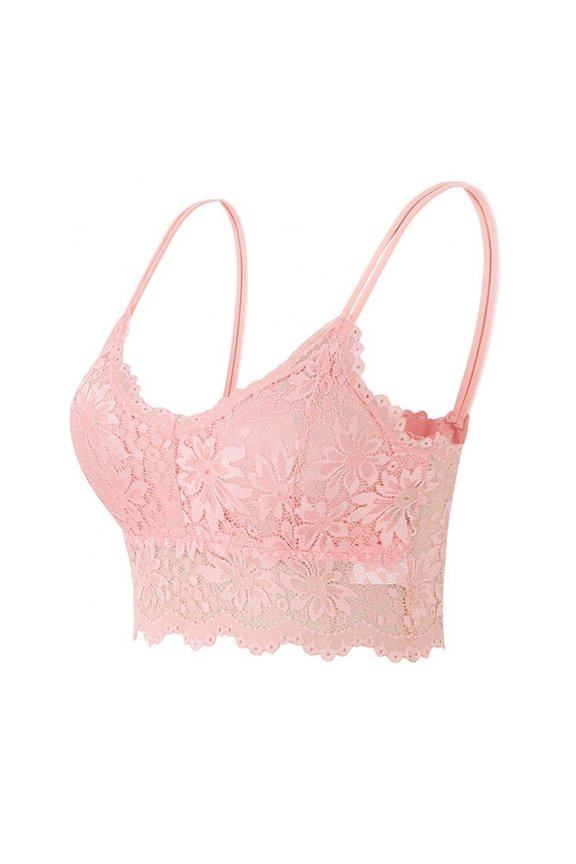 Lace Bralettes for Women Bralette Padded Lace Bandeau Bra Pink M-XXL