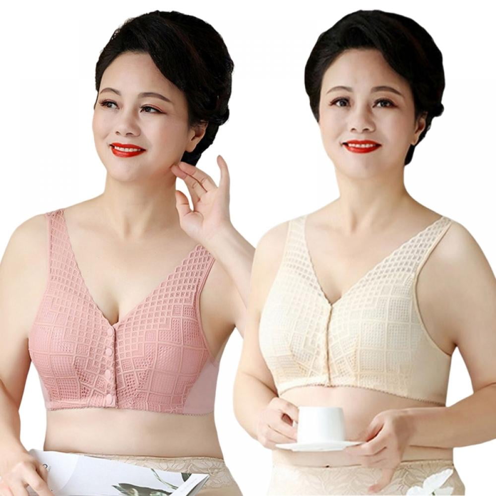 SyoLin Farasncred Front Button Bra for Elderly Women, 2022 New Front Clasp  Wireless Cotton Vest Removable Bra (Beige,36,36) at  Women's Clothing  store