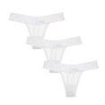 thumbnail image 1 of Baywell Lace Thongs 3 Pack for Women V Cheeky Underwear See Through Panties T-back Tangas Low Rise Hipster Underwear White S-2XL, 1 of 5