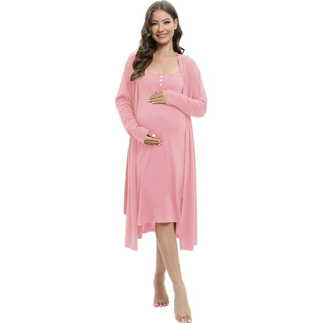 Baywell Maternity Nurisng Nightgown Robe Set 3 in 1 Labor/Delivery