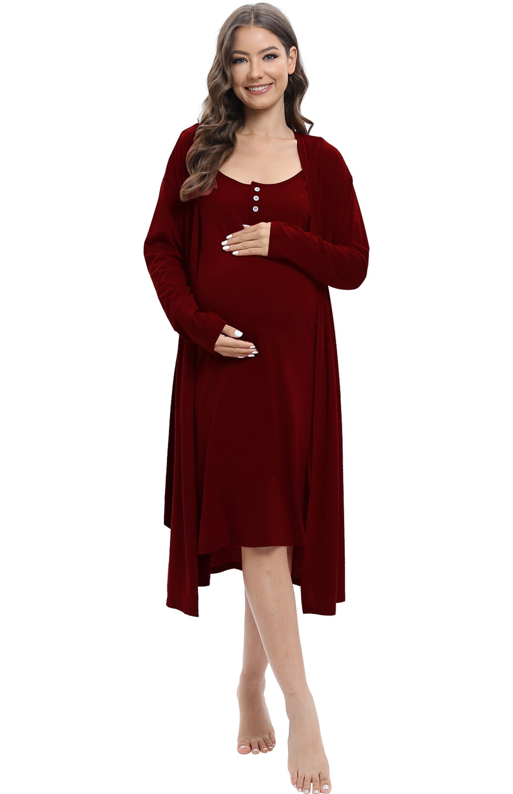 Baywell Maternity Nurisng Nightgown Robe Set 3 in 1 Labor/Delivery