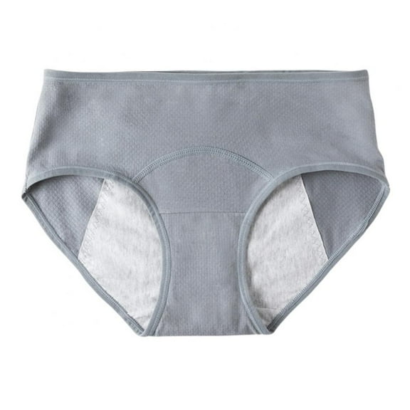 Baywell Menstrual Period Underwear for Women Mid Waist Cotton Postpartum Ladies Panties Briefs Girls Gray (Weight)88-165LB