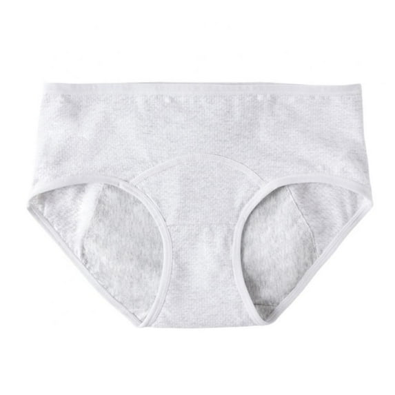 Baywell Menstrual Period Underwear for Women Mid Waist Cotton Postpartum Ladies Panties Briefs Girls Light Gray (Weight)88-165LB