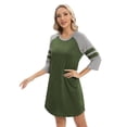 thumbnail image 1 of Baywell Nightgown 3/4 Sleeve for Women Sleepwear Crew Neck Loungewear Aboce The Knee Length Nightshirt Green S-2XL, 1 of 9
