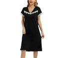 thumbnail image 1 of Baywell Nightgown for Women Short Sleeve Nightshirt Sleepwear V Neck Lace Nightdress Soft Cozy Loungewear, S-2XL, 1 of 6