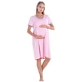 thumbnail image 1 of Baywell Nursing Gown 3 in 1 Delivery/Labor/Nursing Nightgown Women Maternity Hospital Gown Button Down Breastfeeding Sleepwear Pink M, 1 of 8