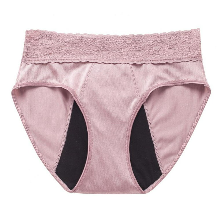 Baywell Period Underwear for Women Menstrual Panties Womens Leak Proof Mid  Waist Cotton Postpartum Ladies Panties Briefs Girls Dark Pink 132-165LBS 