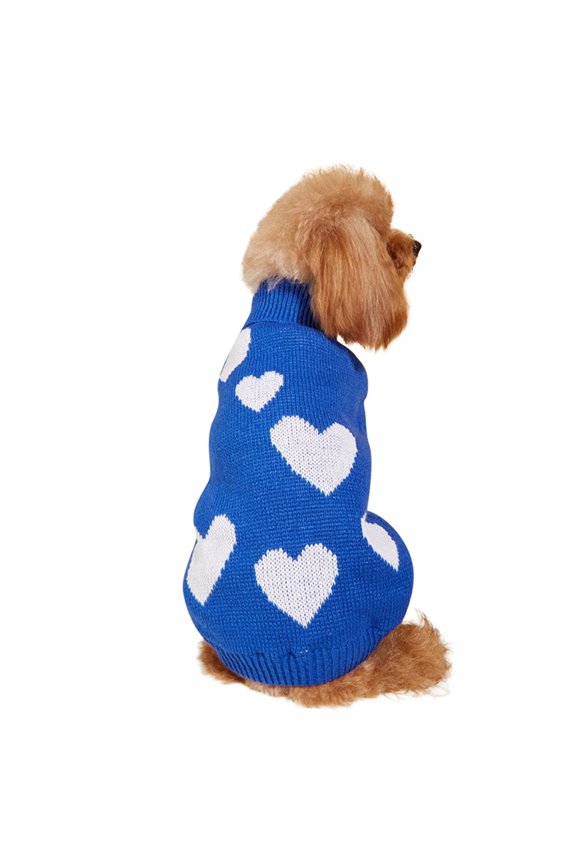 Pet Dog Classic Turtleneck Sweaters Knitted Pet Cat Sweater Warm Dog Sweatshirt Dog Winter Clothes Kitten Puppy Sweater Blue XL