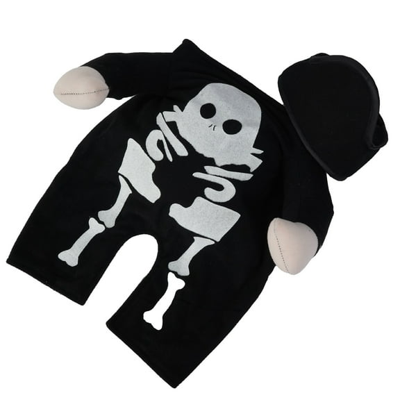 Baywell Pet Halloween Glow-in-the-Dark Skull Costume, with Hat, Reflective