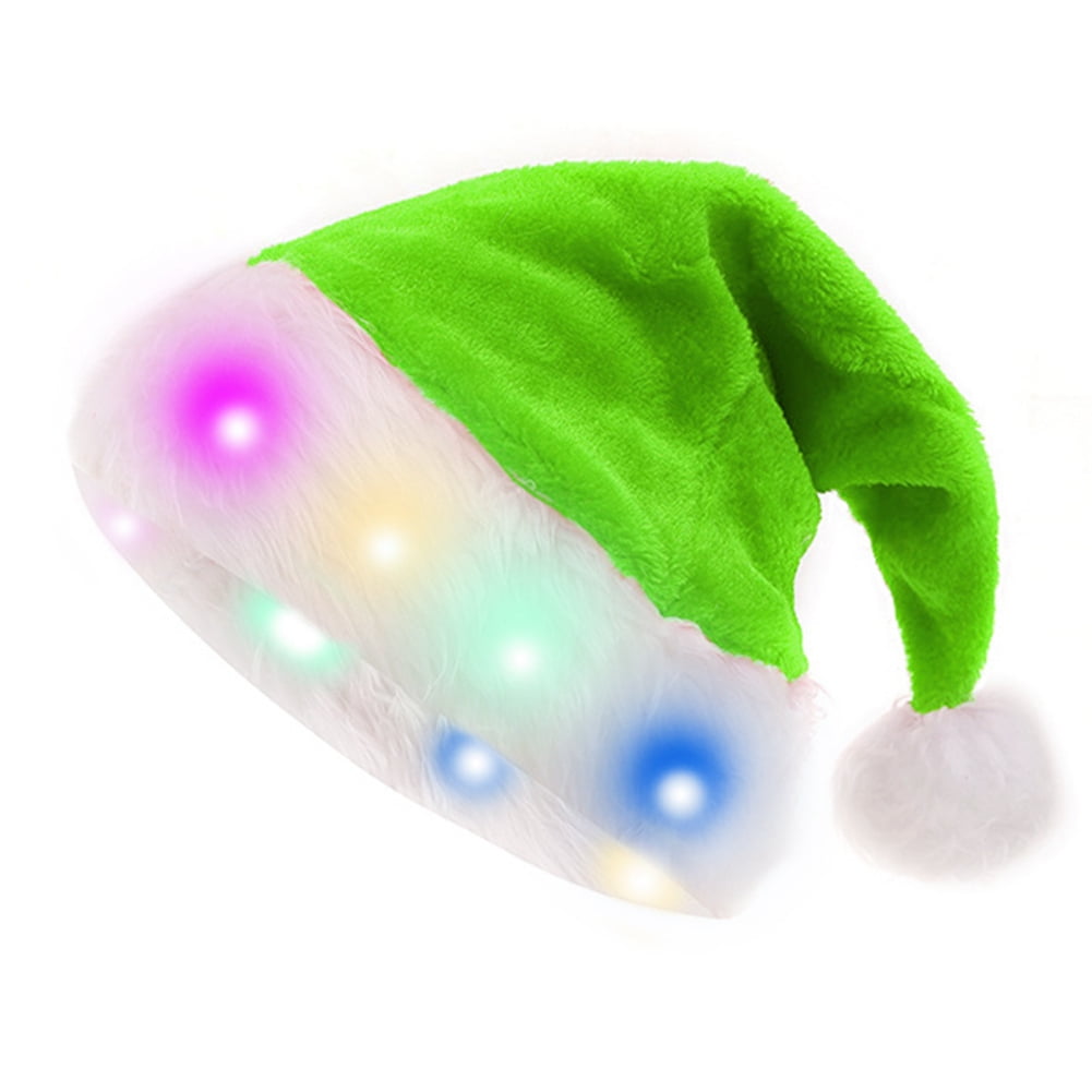 Baywell Plush Christmas LED Hat Funny Santa Claus Cap Light up Santa