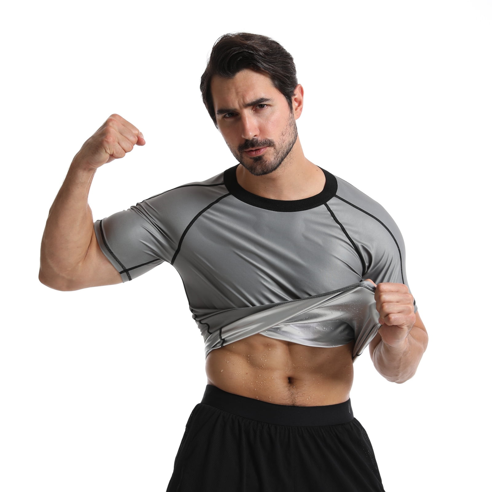 Baywell Sauna Shirt for Men, Short Sleeve Sauna Suit for Men, Sweat