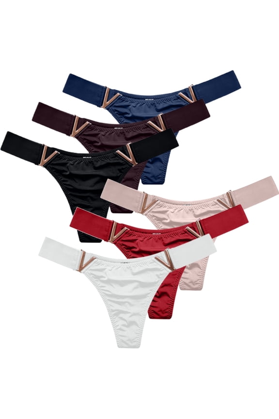 Seamless Cotton Thongs For Women, Low Waisted G String Thongs For Women 6 Pack
