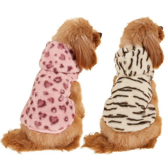 Baywell Sherpa Hoodies 2 Pack – Soft, Leopard Dog Clothing – Warm, Winter Clothes for Puppies, Small Dogs S-2XL