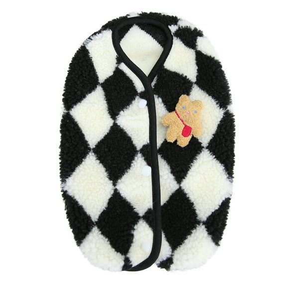 Baywell Soft Fleece Plaid Pet Clothes, Winter Dog Coat Jacket Puppy Cat Clothing for Dogs Costume Chihuahua, Black, S